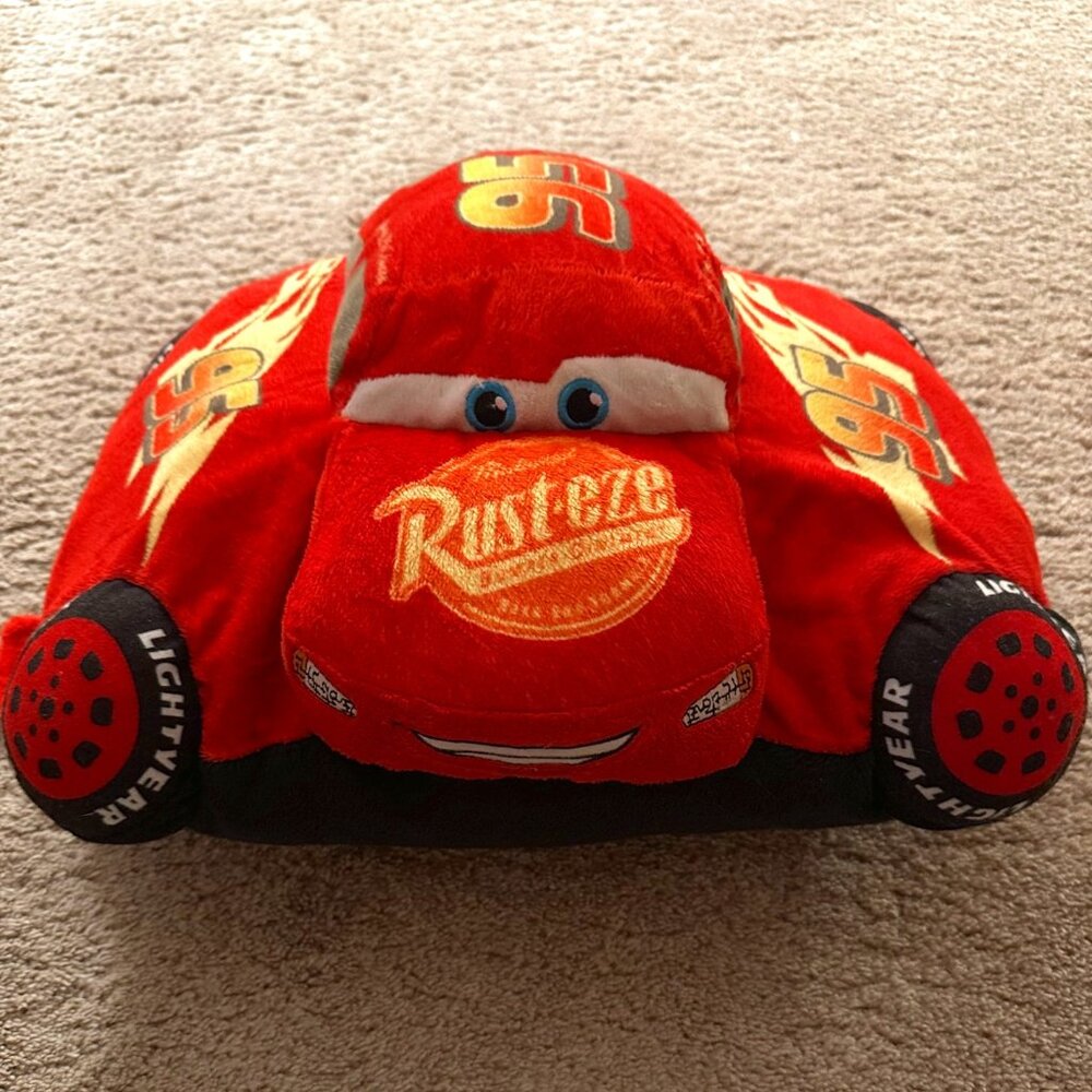 Disney Pixar Cars Lightning McQueen Pillow Pets 16" Pillow / Plush EUC!